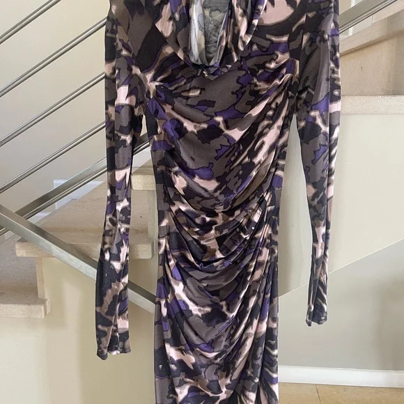 VINTAGE RARE ESCADA HOODED PURPLE DRESS